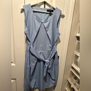 Light blue stripe dress with tie back